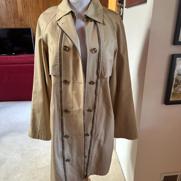 NEW!  MICHAEL KORS Tan Khaki Raincoat - Flawed - XS - Picture 3 of 14